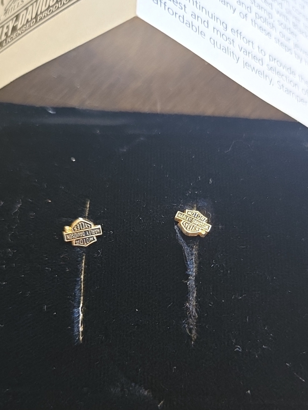 Harley-Davidson Gold Bar & Shield Stud Earrings